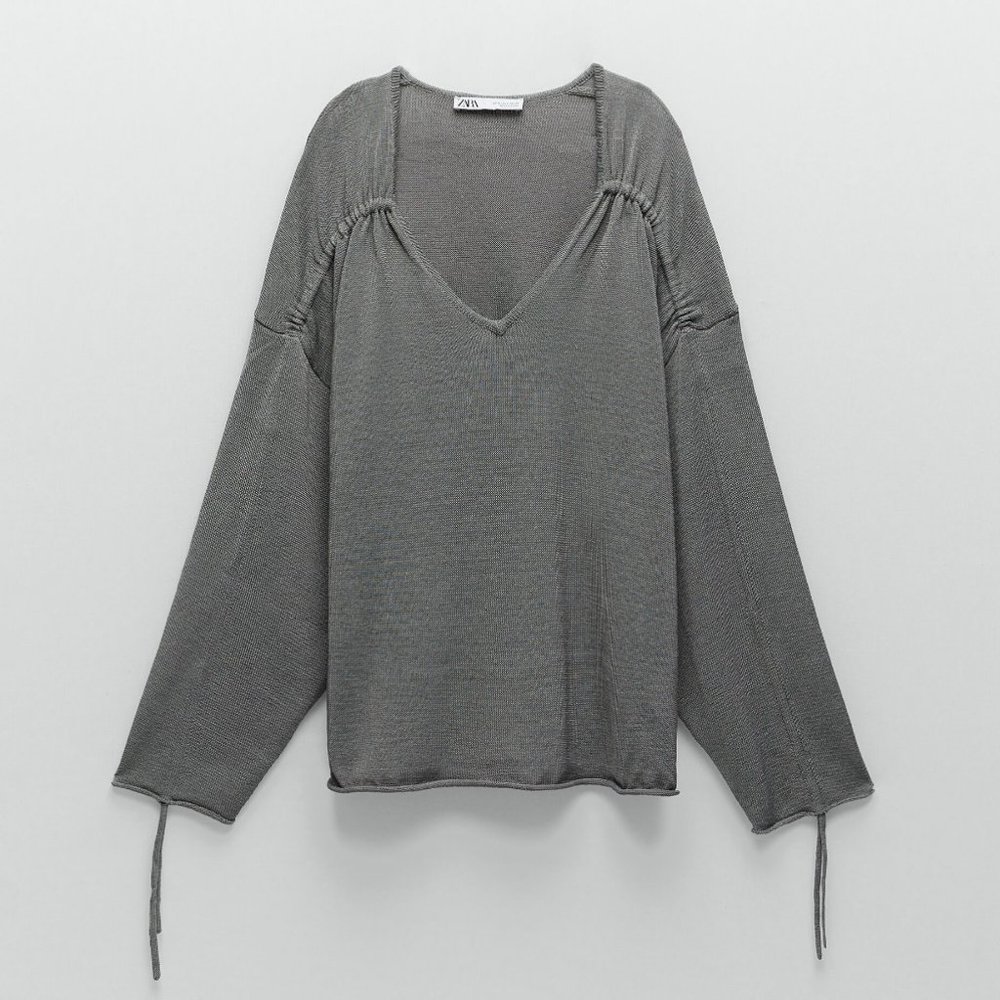 🔥MOVING SALE🔥NEW ZARA RUCHED KNIT Blouse Top S